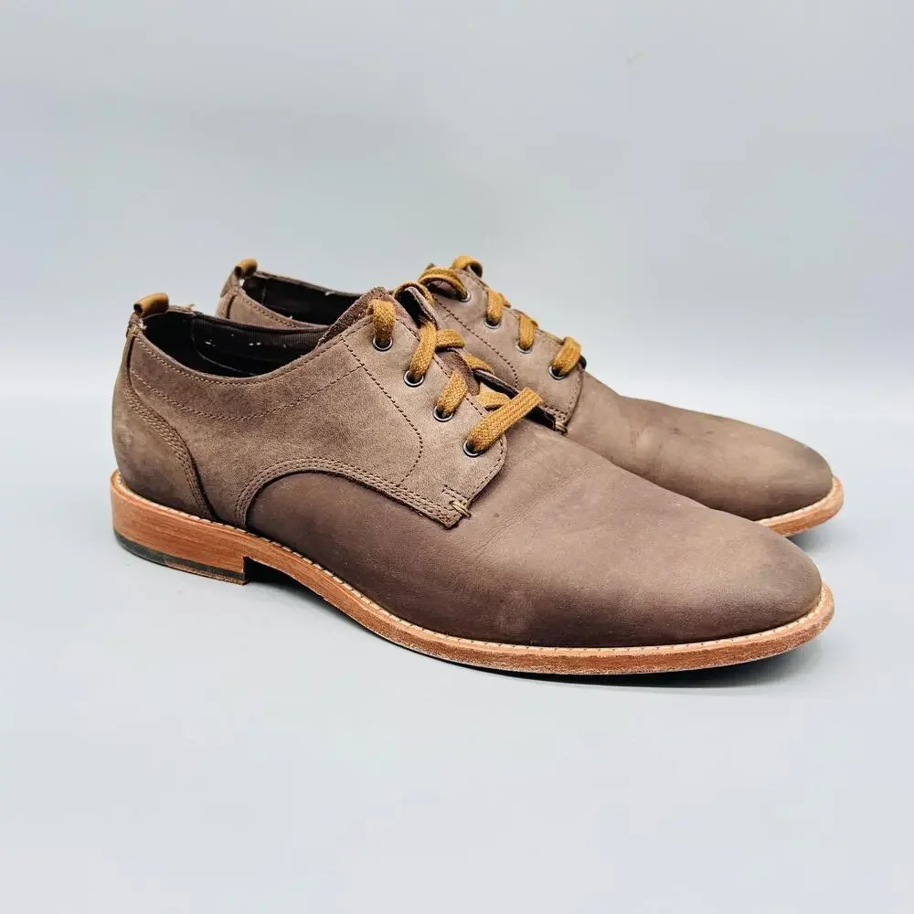 Cole Haan Shoes Mens 7.5 Brown Nubuck Leather Feathercraft Blucher Oxford Dress